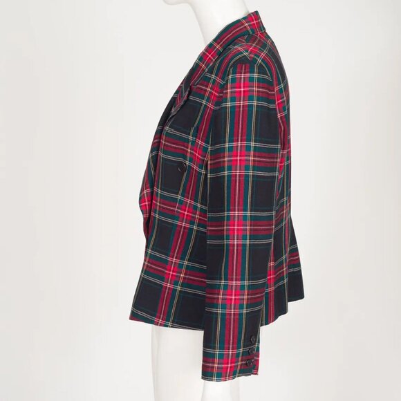 Georges Rech 1980s Vintage Tartan Wool Double-Breasted Blazer Sz M - Picture 5 of 8